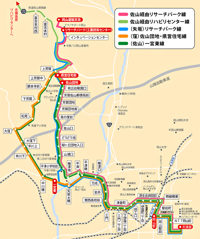 芳賀佐山団地線 路線図
